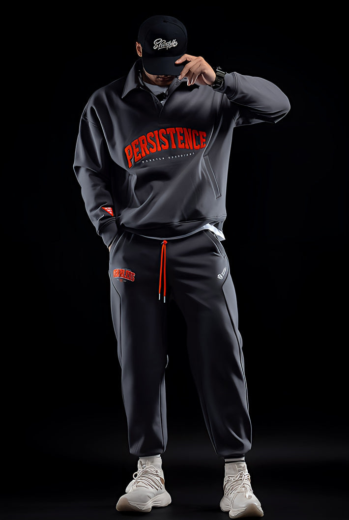 Retro Lapel Plus Velvet Loose Sports Sweatpants