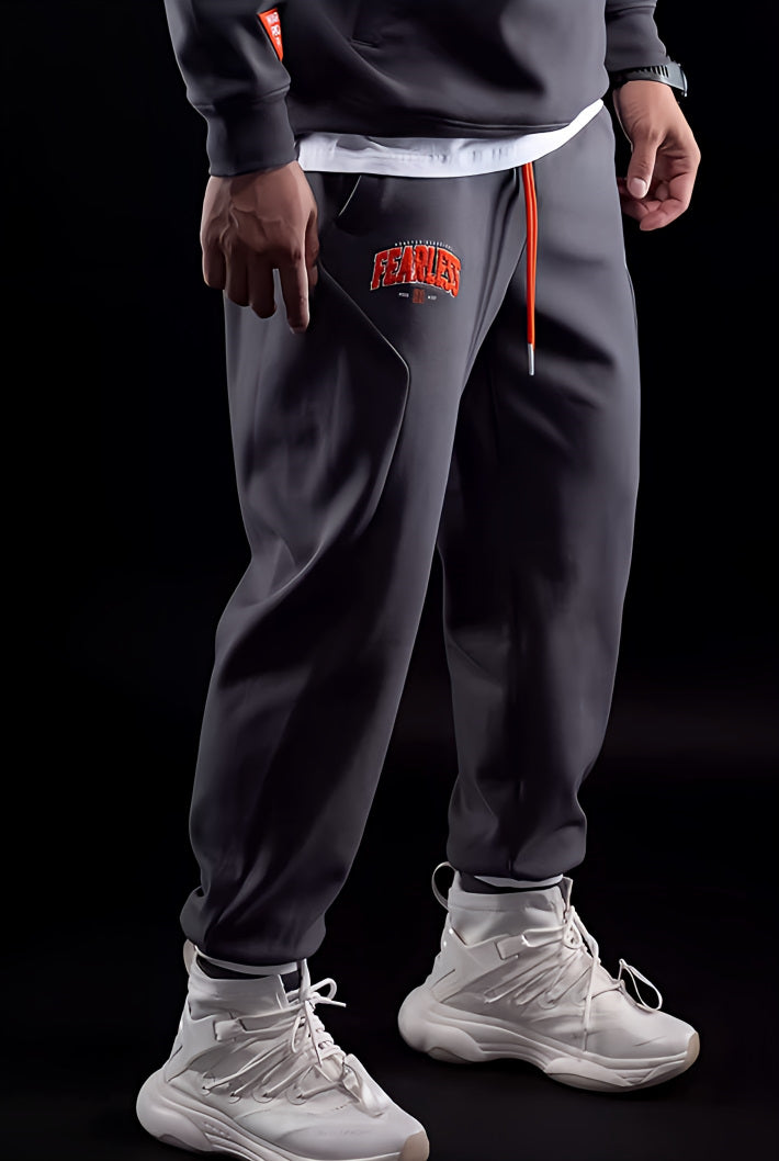 Retro Lapel Plus Velvet Loose Sports Sweatpants