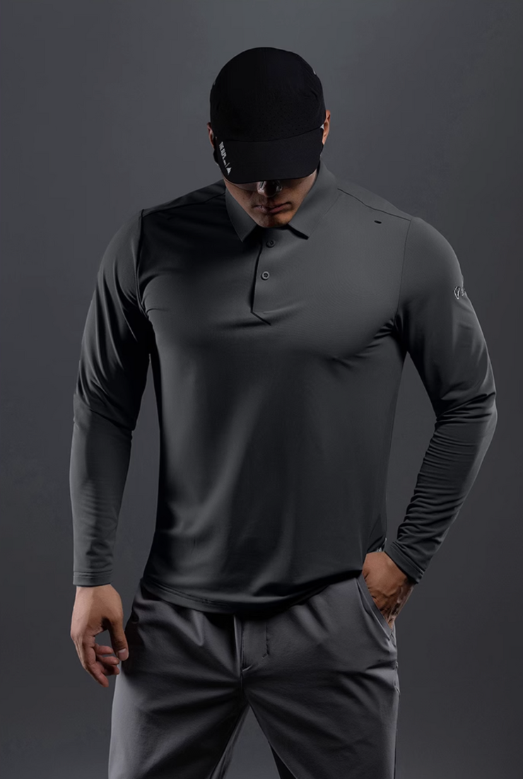 SUNSHIELD ストレッチ ゴルフロングスリーブポロ