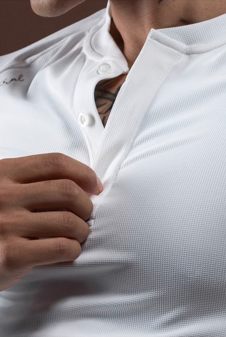 フィットネス・ヘンリーロングスリーブTシャツ