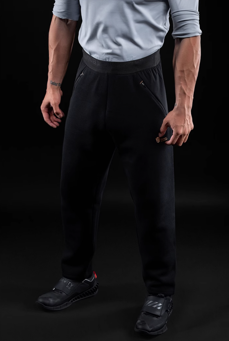 フリース ストレート スポーツパンツ ブラックエディション