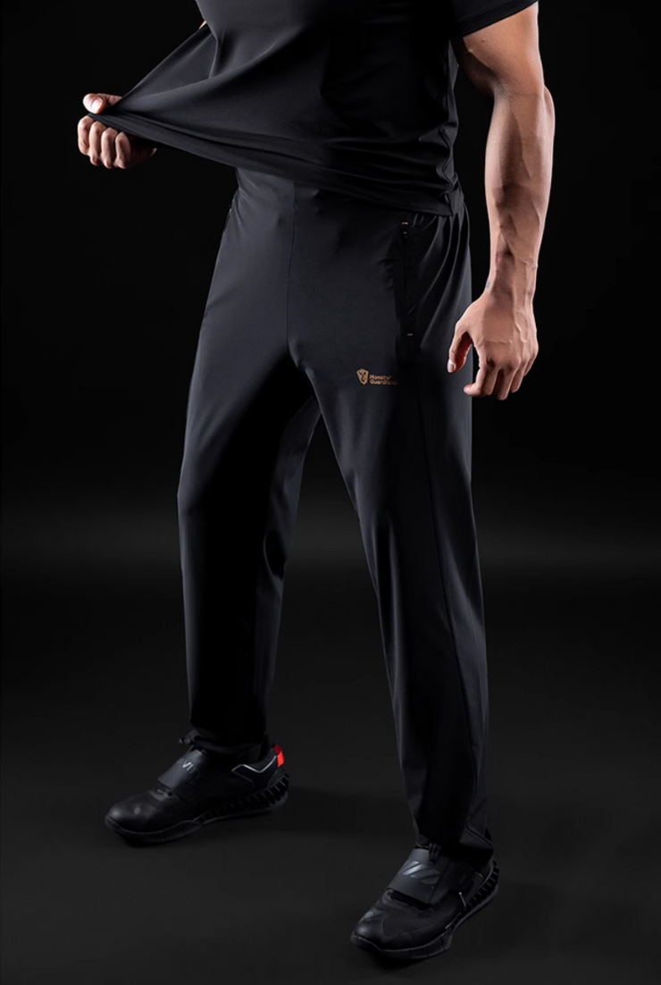 ブラック&ゴールド ストレートトレーニングパンツ