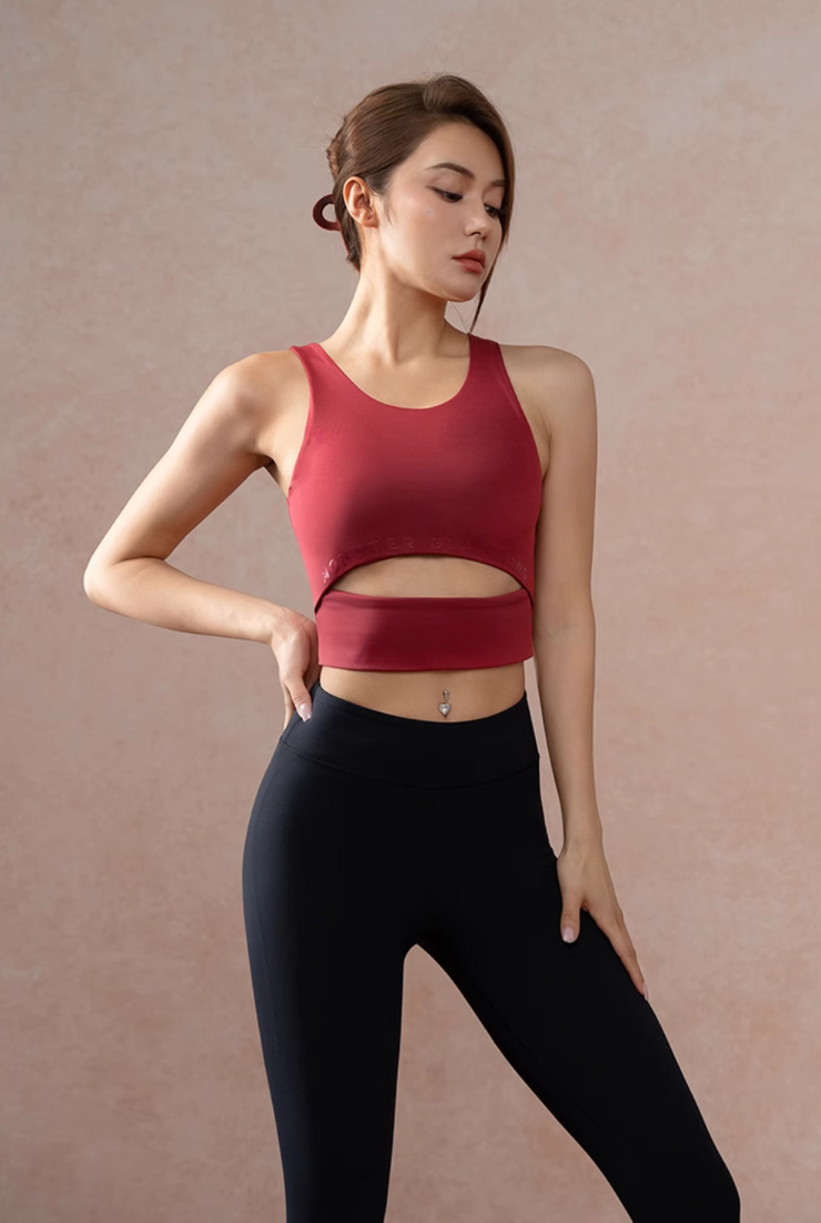 burgundy sports bra