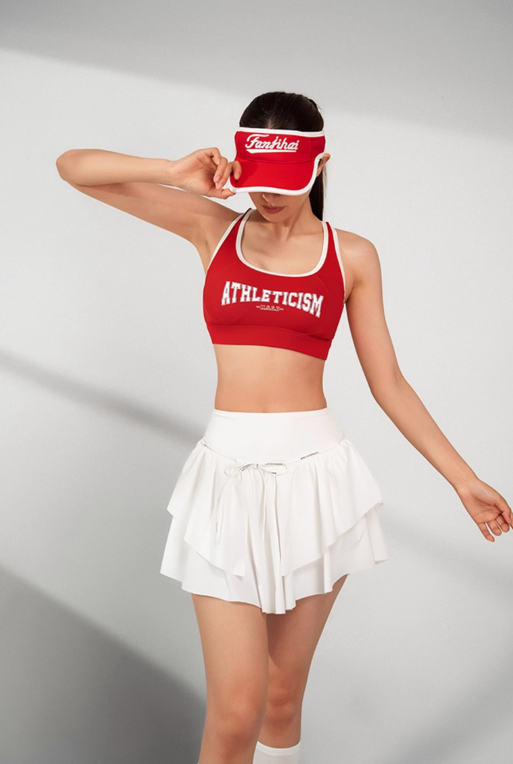 レッドインパクトブラ&レイヤードテニススカート セットアップ