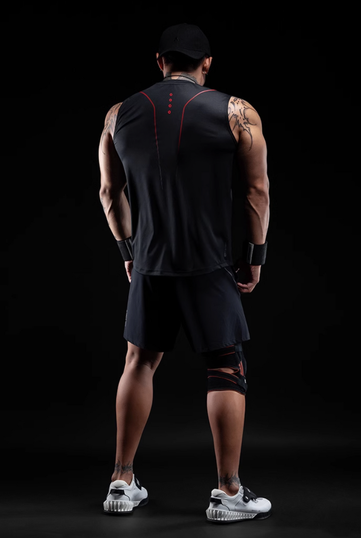 ワイドショルダー パンチングタンクトップ