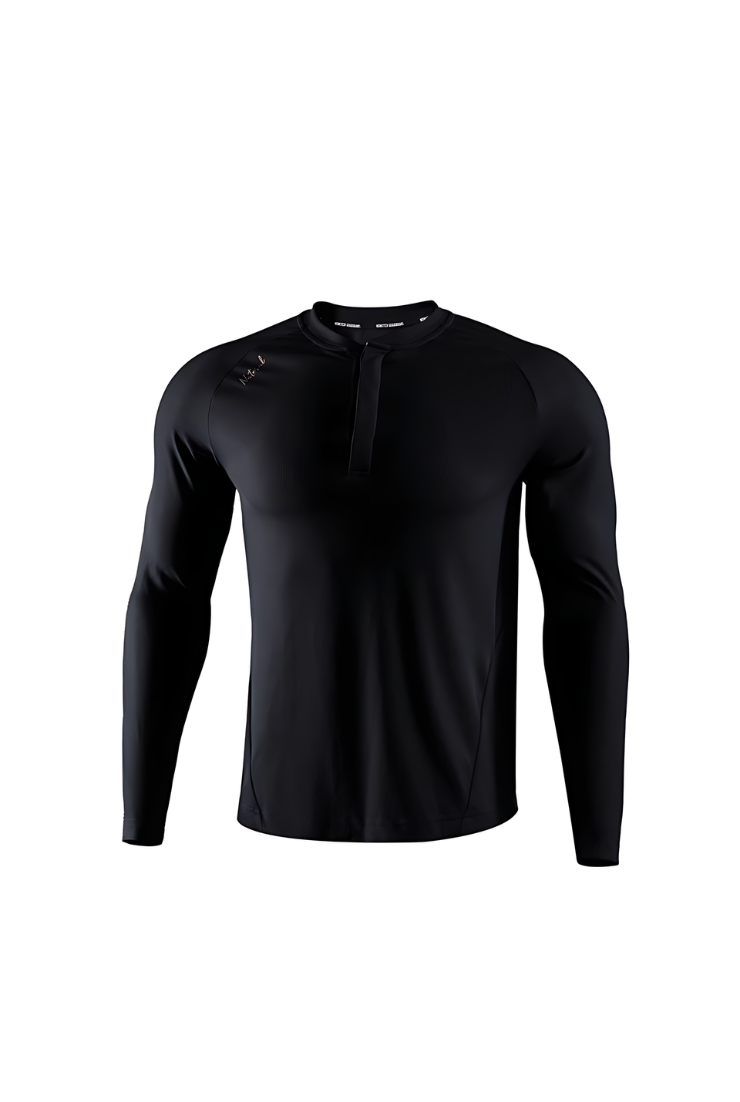 フィットネス・ヘンリーロングスリーブTシャツ