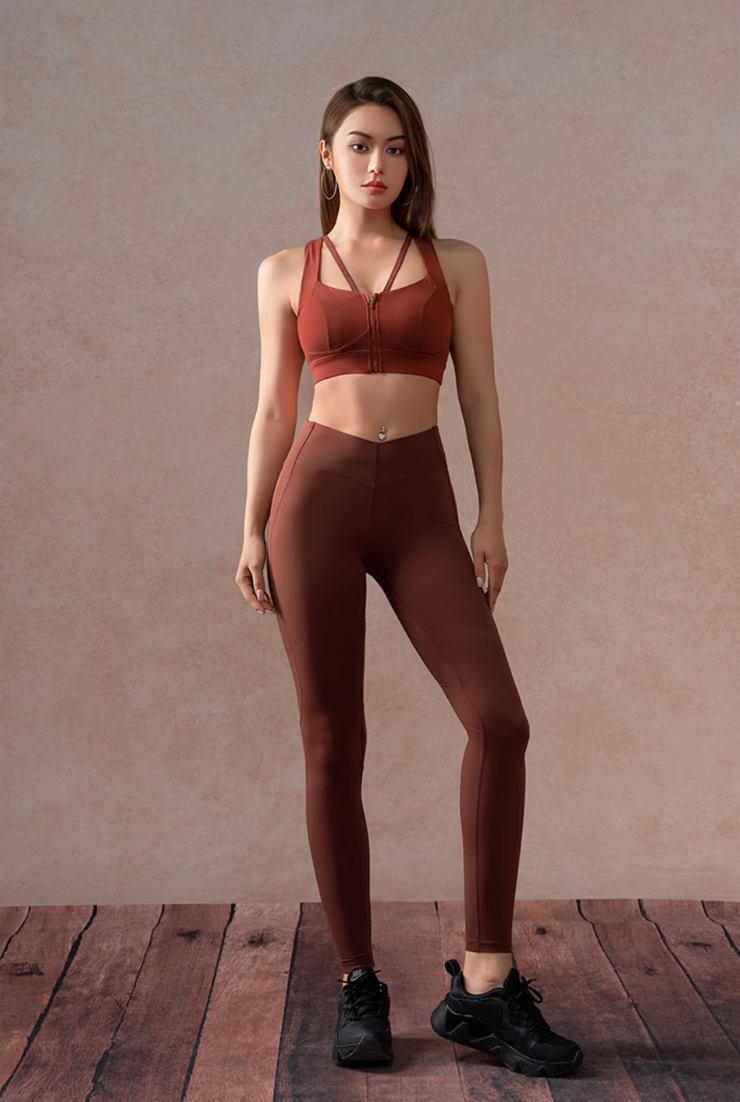 High impact zip bra and leggings set