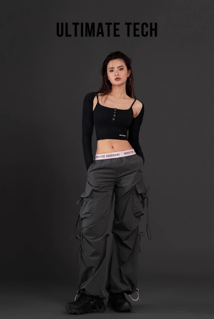 ブラパッド付き キャミソールロングスリーブセット