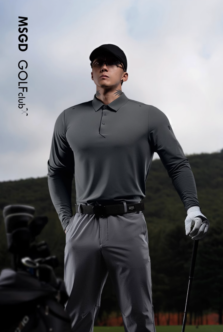 SUNSHIELD ストレッチ ゴルフロングスリーブポロ