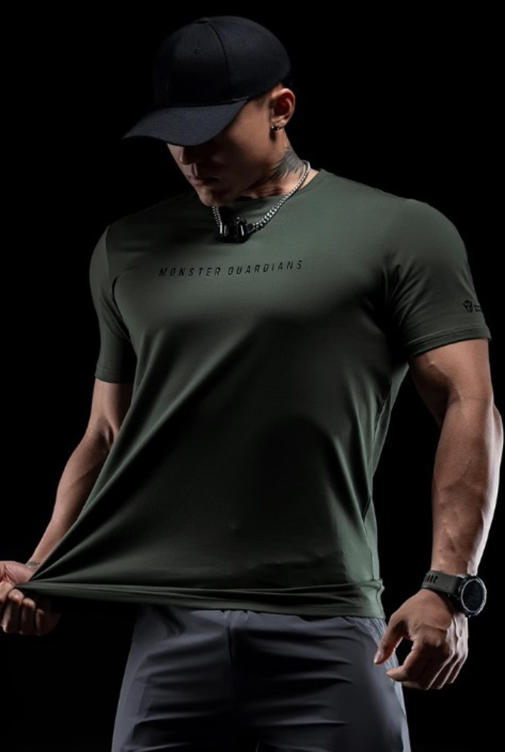 ラウンドネック スリム ランニング トレーニング Tシャツ