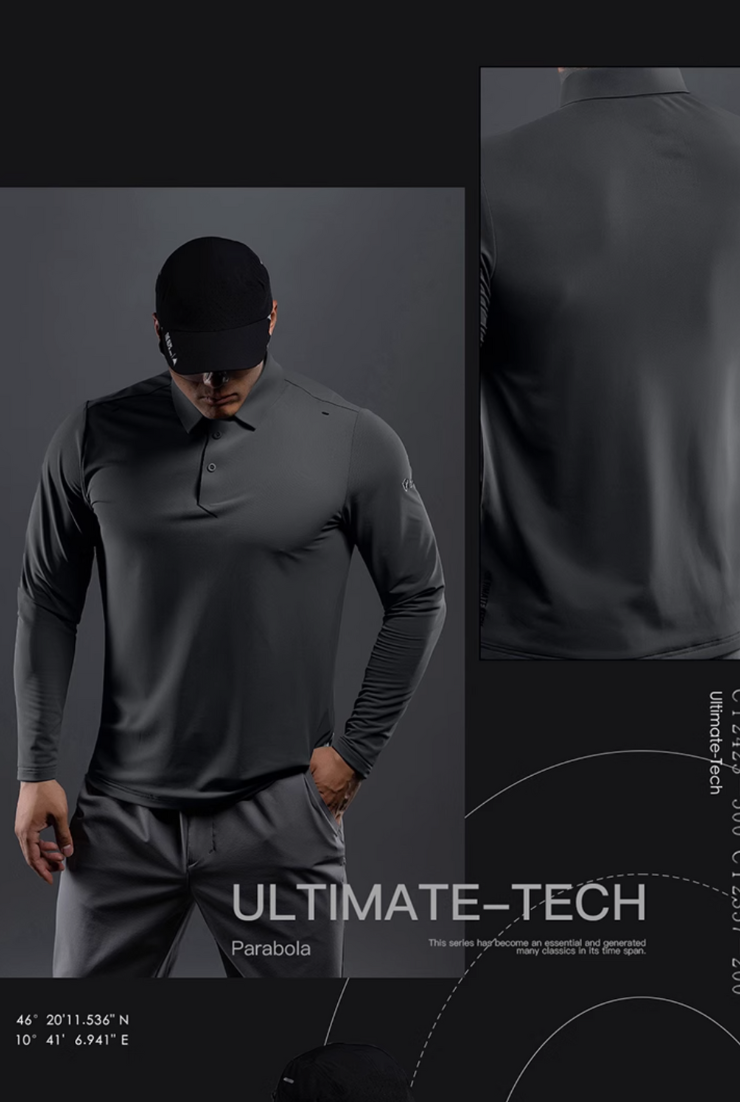 SUNSHIELD ストレッチ ゴルフロングスリーブポロ