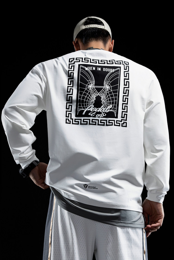 Men's Printed Loose Casual Round Neck Long T-Shirt