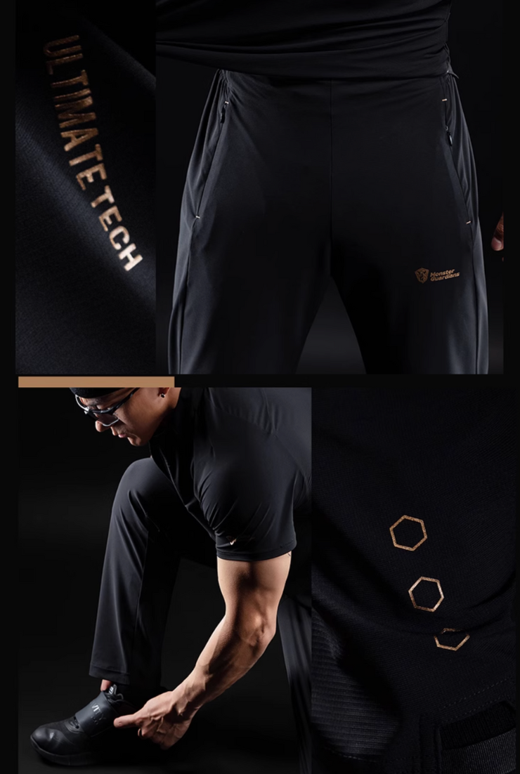 ブラック&ゴールド ストレートトレーニングパンツ