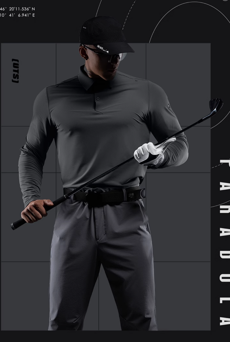 SUNSHIELD ストレッチ ゴルフロングスリーブポロ