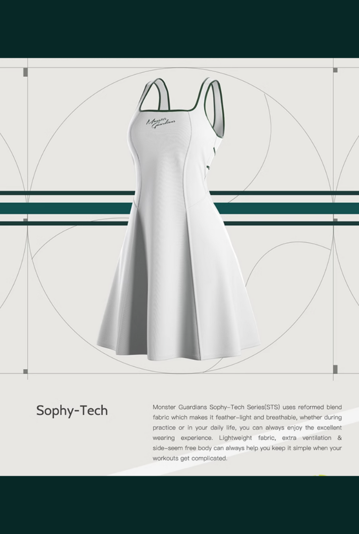 エレガンス スクエアネック テニスワンピース