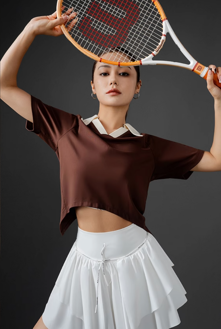 バックタイ付きフェミニンスポーティポロT