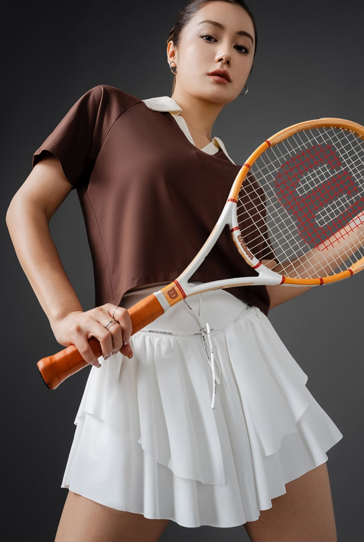 バックタイ付きフェミニンスポーティポロT