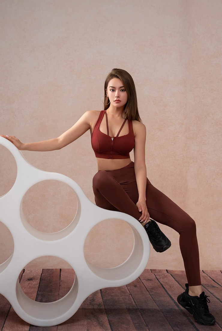 High impact zip bra and leggings set