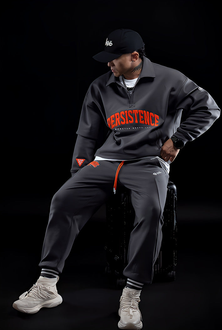 Retro Lapel Plus Velvet Loose Sports Sweatpants