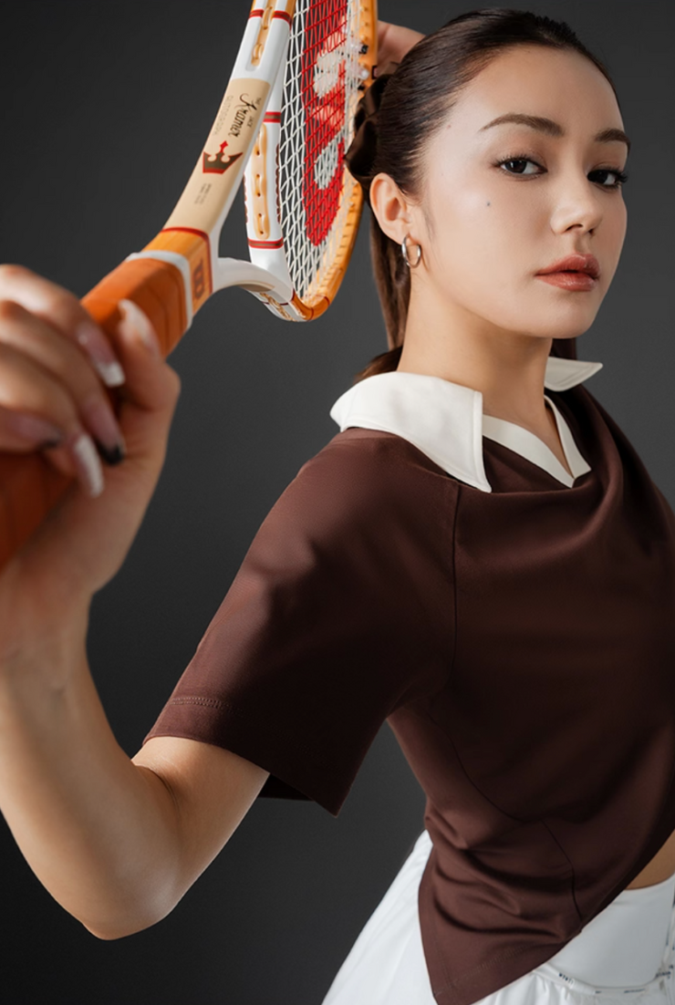 バックタイ付きフェミニンスポーティポロT