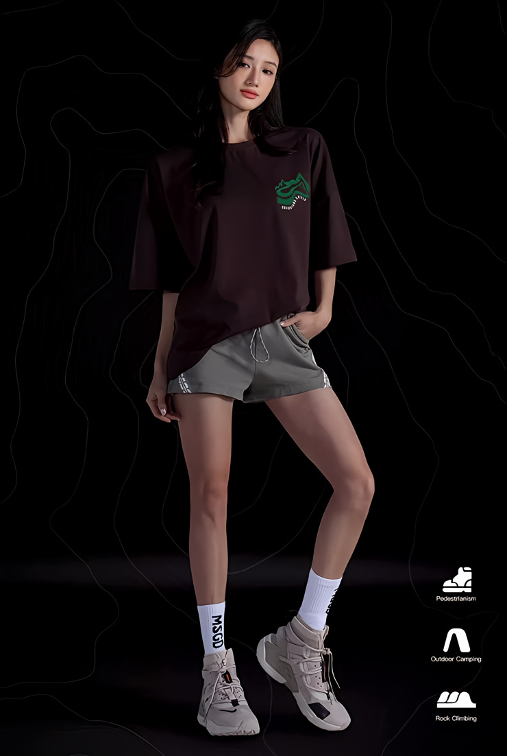 ラウンドネック ユニセックス ルーズTシャツ