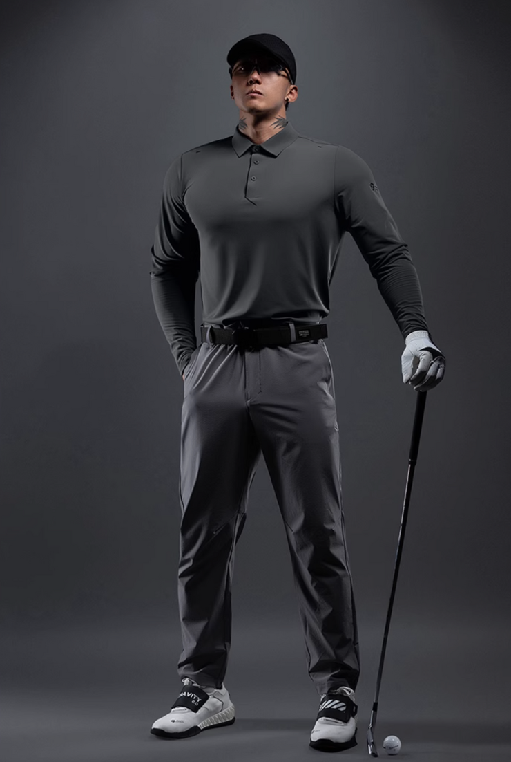 SUNSHIELD ストレッチ ゴルフロングスリーブポロ