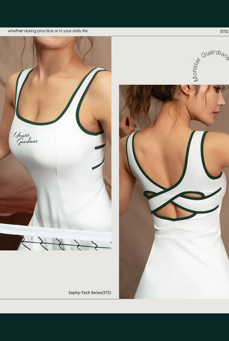 エレガンス スクエアネック テニスワンピース