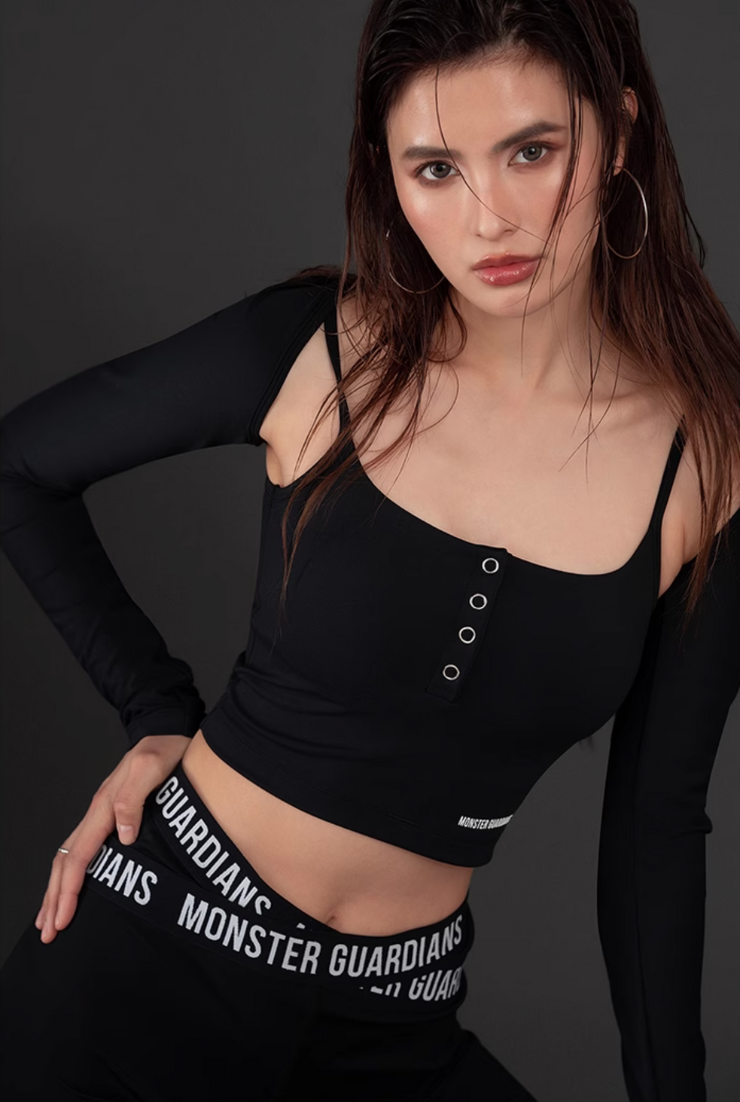 ブラパッド付き キャミソールロングスリーブセット