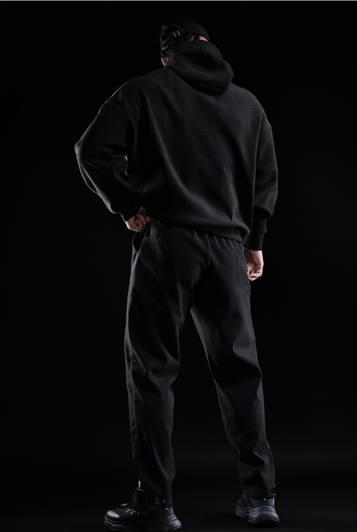 dark black velvet sports hoodie