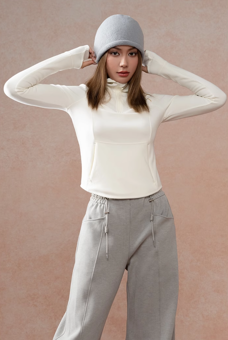Velvet Touch High Elasticity Hoodie Sports Top