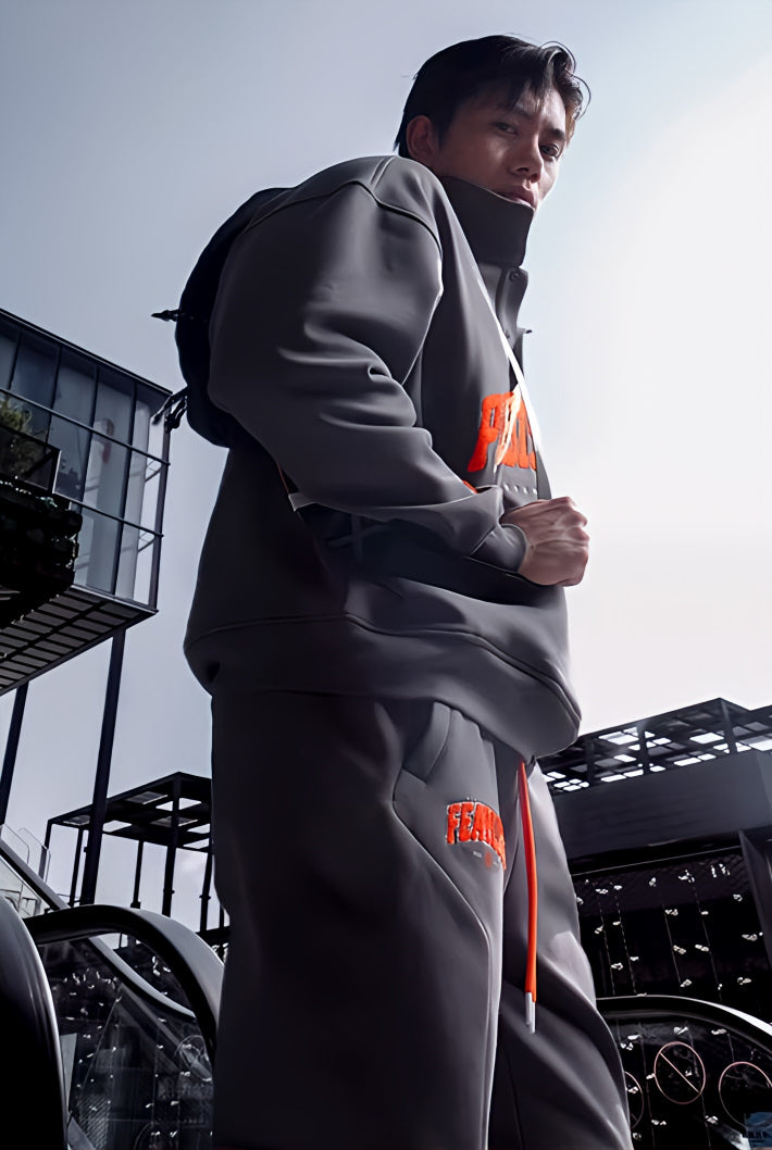 Retro Lapel Plus Velvet Loose Sports Sweatpants