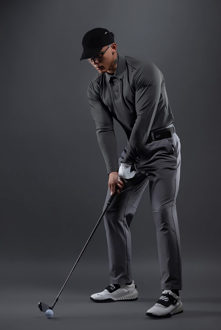 SUNSHIELD ストレッチ ゴルフロングスリーブポロ