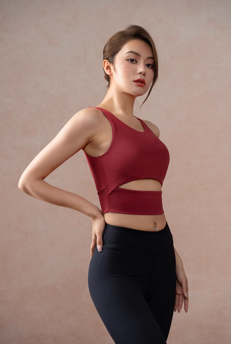 burgundy sports bra