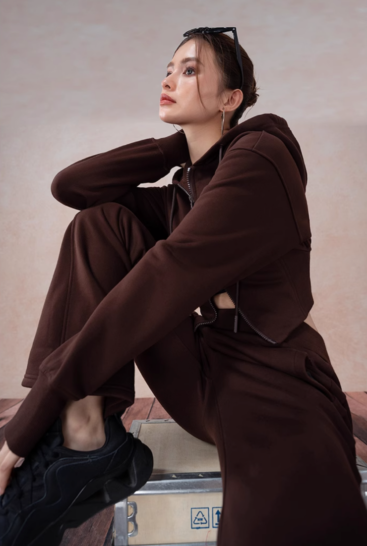 Velvet Hug Hoodie Sports Set