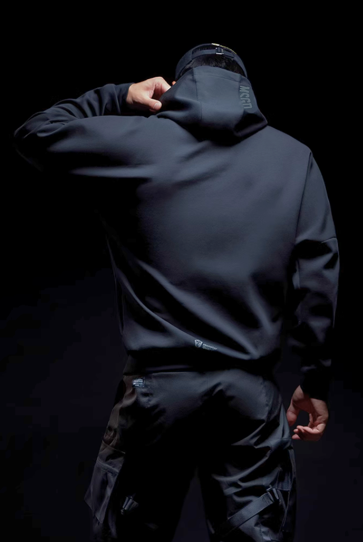Loose hooded pullover air layer sweatshirt