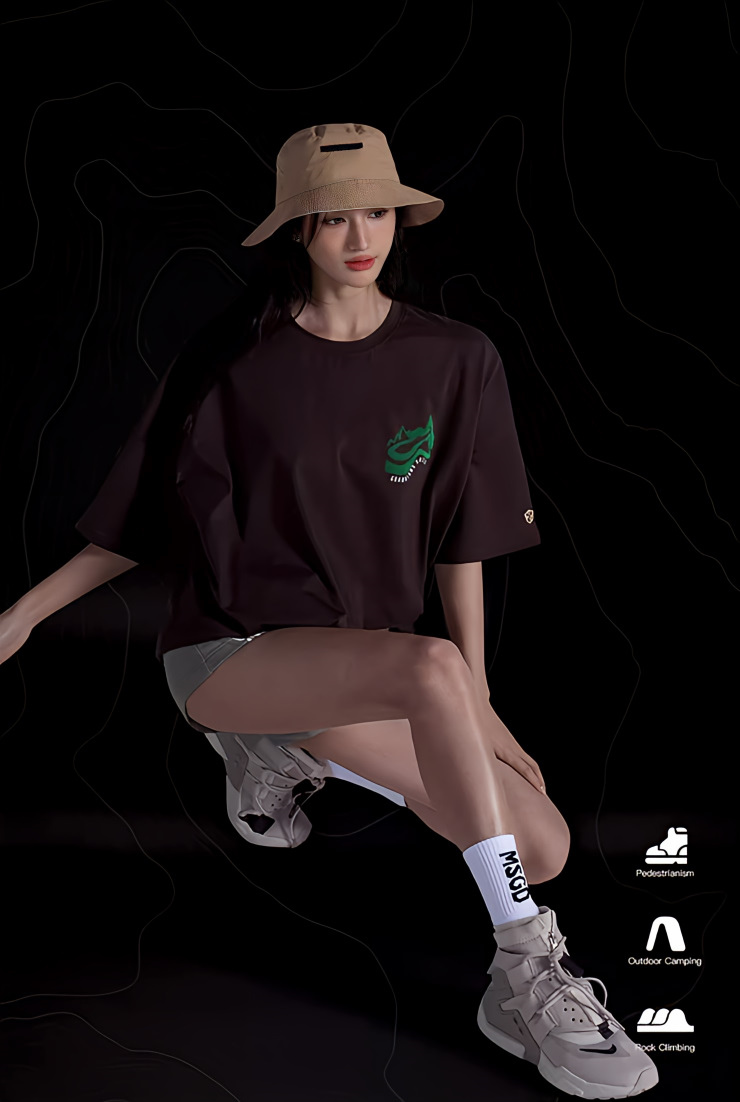 ラウンドネック ユニセックス ルーズTシャツ