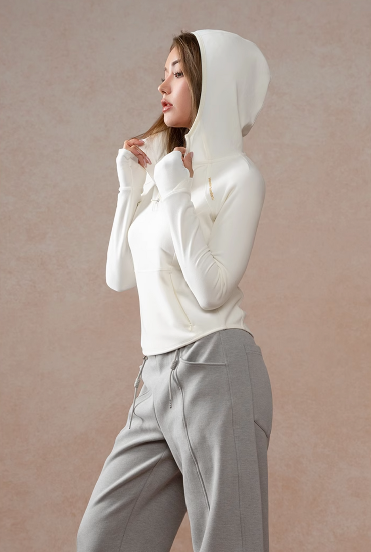 Velvet Touch High Elasticity Hoodie Sports Top