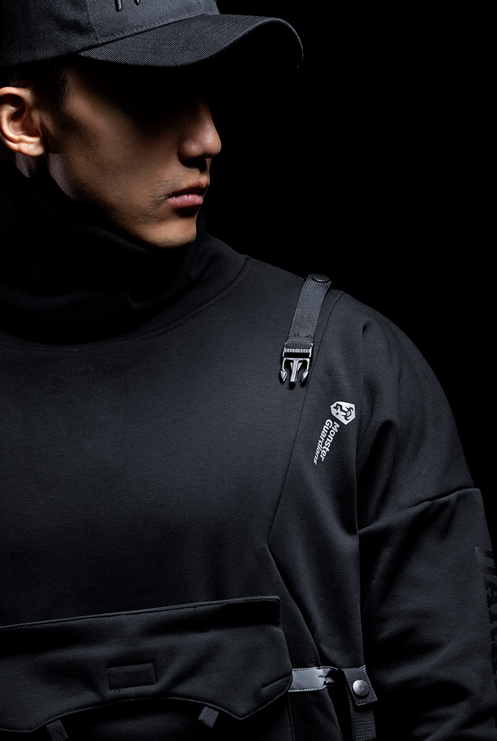 buckle high neck pullover