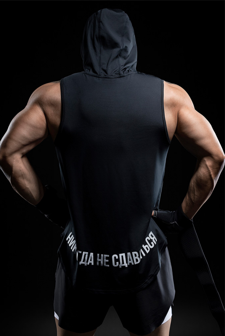 workout hood sleeveless tops