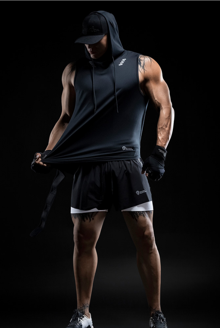 workout hood sleeveless tops