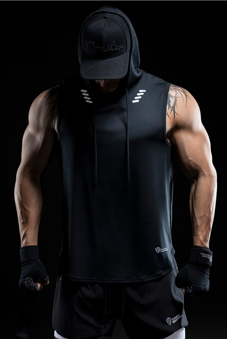 workout hood sleeveless tops