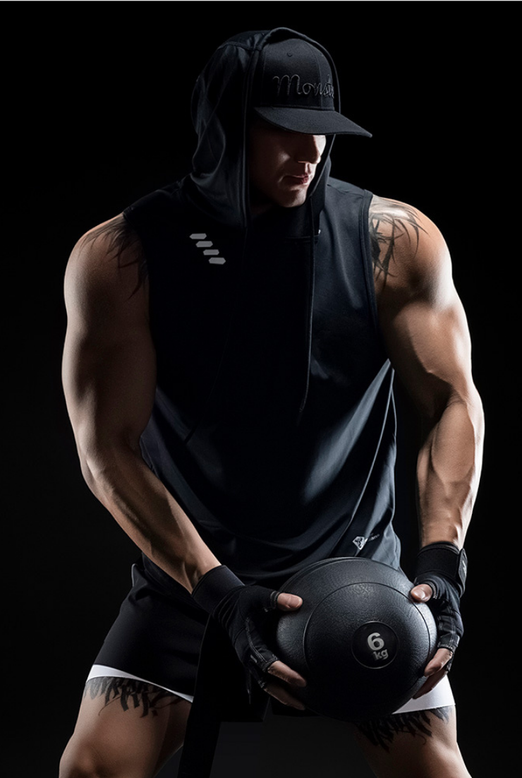 workout hood sleeveless tops