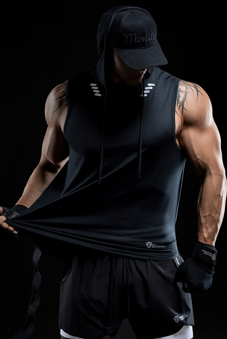 workout hood sleeveless tops