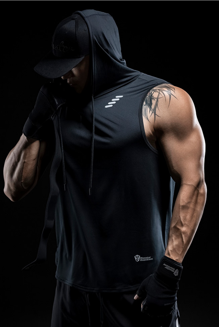 workout hood sleeveless tops