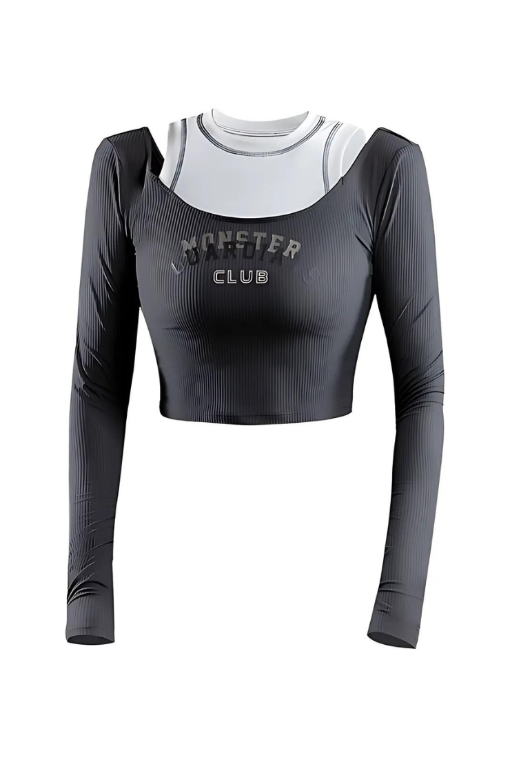 Sports fit fake layered long sleeves