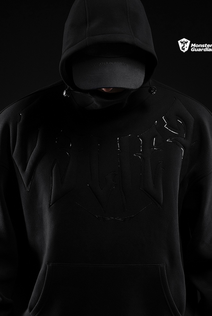 dark black velvet sports hoodie