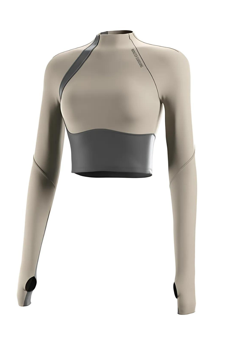 Extreme high elastic stand collar top