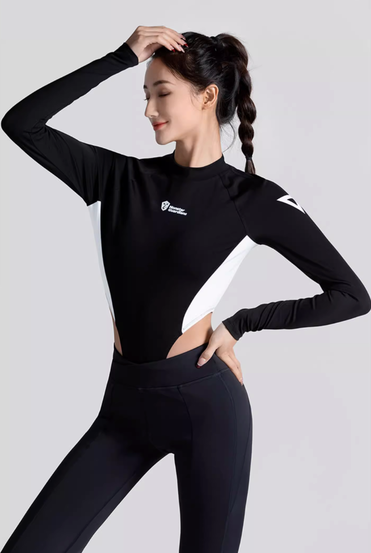 Highly elastic slim fit long sleeve yoga bodysuit